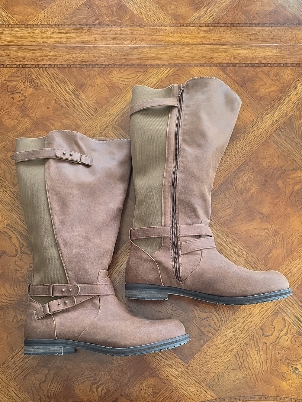 Lane Bryant Faux-Suede Knee-High Wide Calf Brown Riding Boots Women's Size 12W